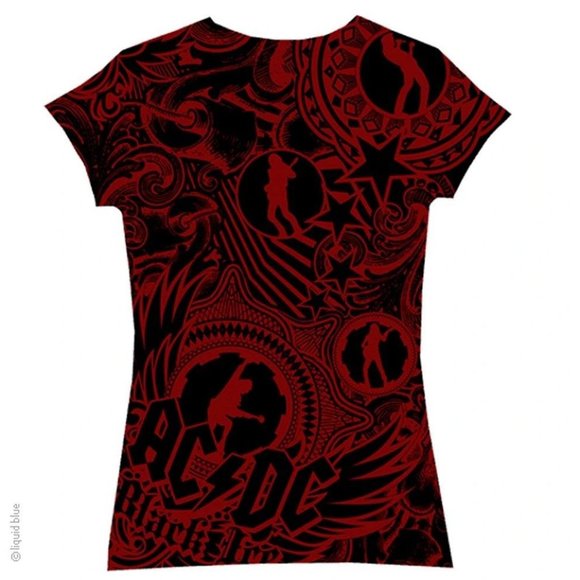 AC/DC Girls Got Rhythm Liquid Blue Allover metal rock Official Tee L NWT - Picture 2 of 3